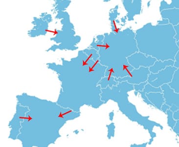 Visualization of the setting to which store visitors from certain countries should be directed.